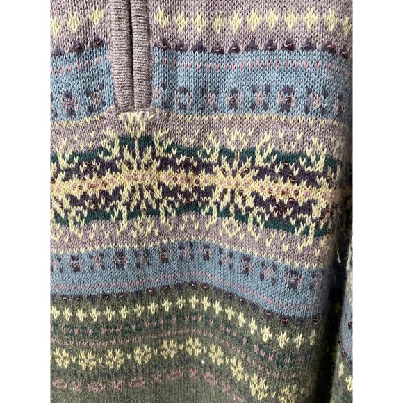 Eddie Bauer Collectibles Lilac Fair isle Beaded  1/4 Zip Sweater Angora XL Tall - Picture 4 of 8